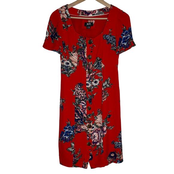 Maeve By Anthropologie Women's Caldwell Button Down Dress Size 0 Red Floral - Picture 2 of 12